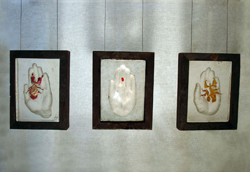 Group of Sculpted insects cast in glass